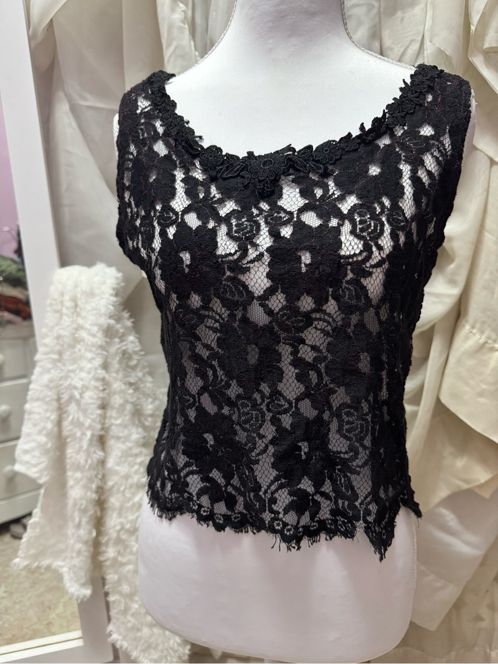 Black Floral Lace Bandeau Bralette - Feminine Layering Piece*